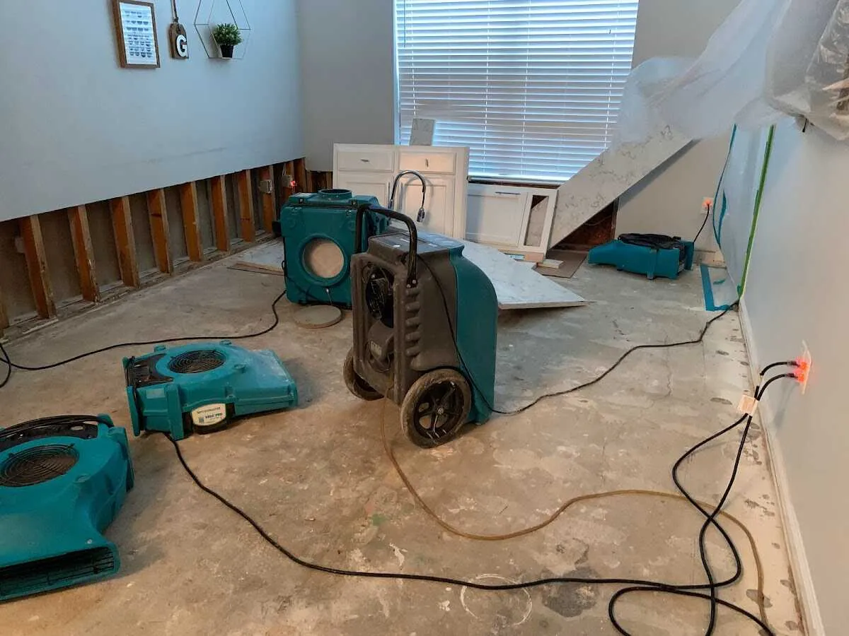 Dehumidifier in flood-cut room for Water Extraction & Removal in Giddings